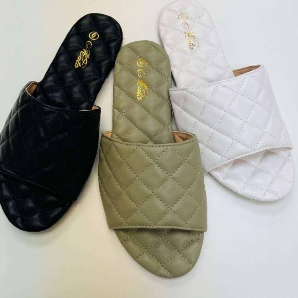 **3 for $25** New Black quilted sandals